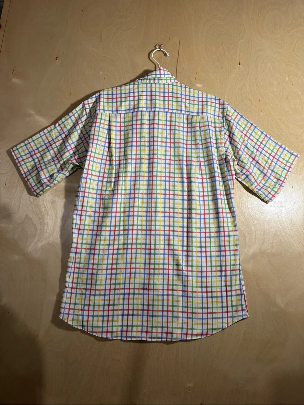 Paul Fredrick Men's 100% Cotton Short-Sleeve Multicolor Windowpane Check Shirt L